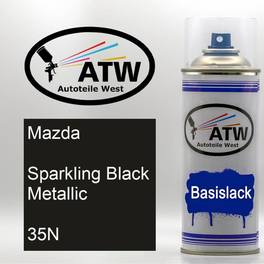 Mazda, Sparkling Black Metallic, 35N: 400ml Sprühdose, von ATW Autoteile West.